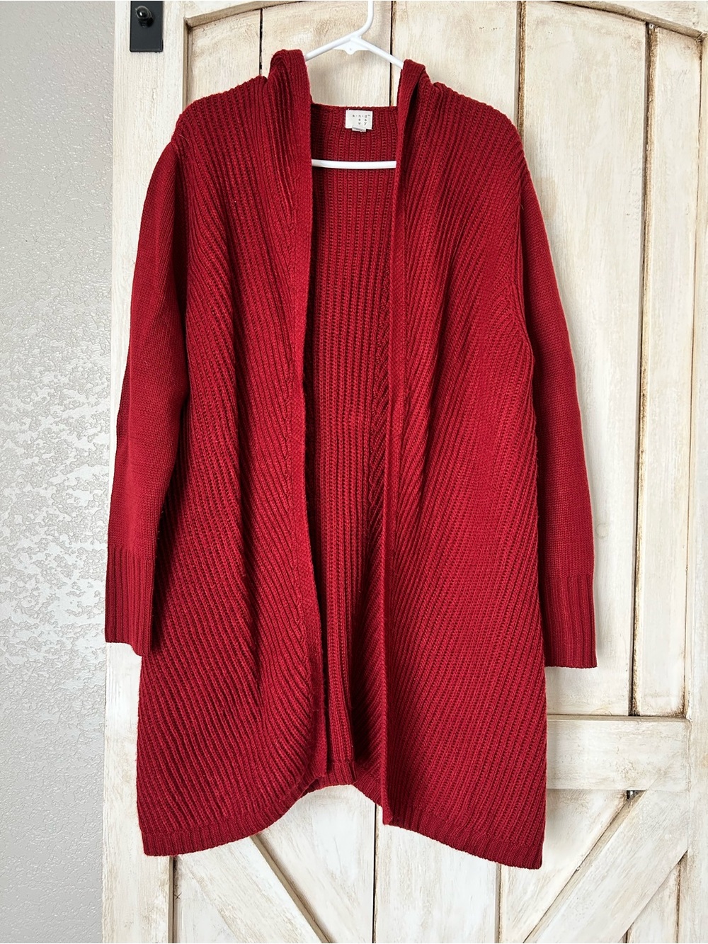 a new day Red Hooded Open-Front Knit Cardigan